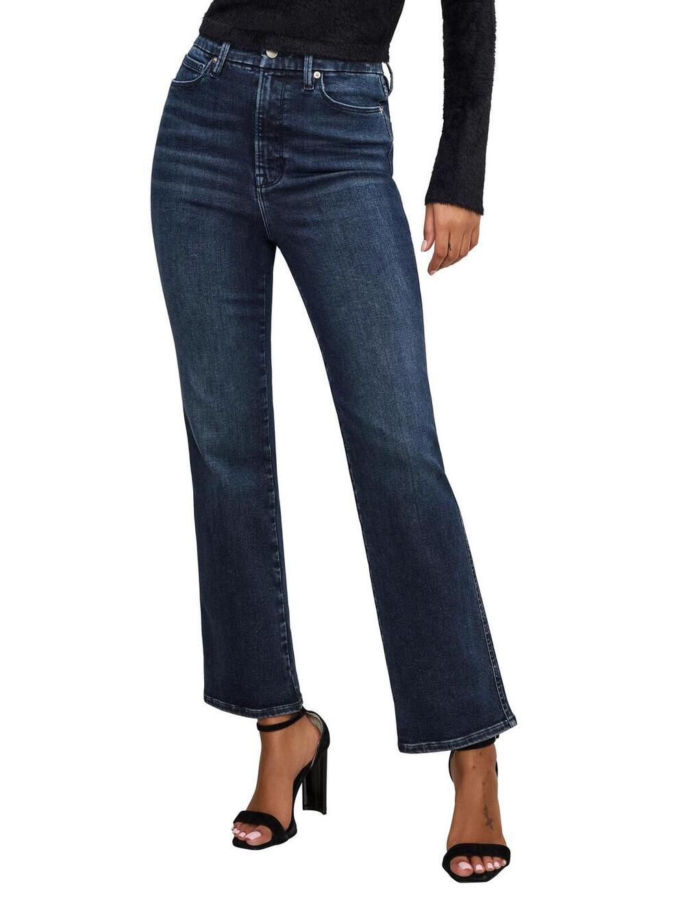 Good American Always Fits Straight Leg Jeans in Dark Blue Wash- PLUS size 28-32